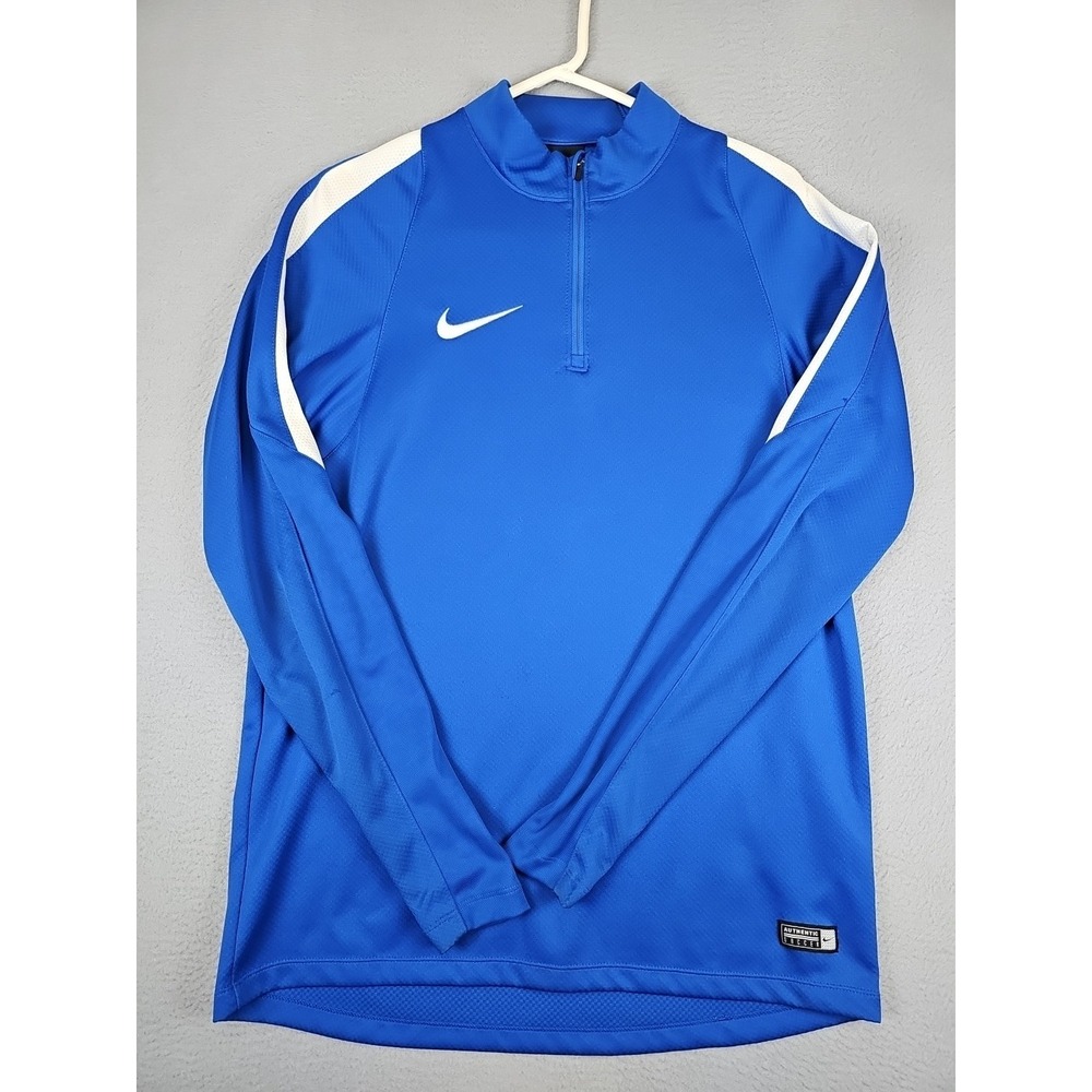 Nike Soccer 1/4 Zip Performance Shirt Men's Medium Blue Long Sleeve 725942-480
